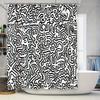 Elegant Black White Graffiti Waterproof Mildewproof Bathroom Curtain Decor Suitable For Wet And Dry Separation Elevate Space