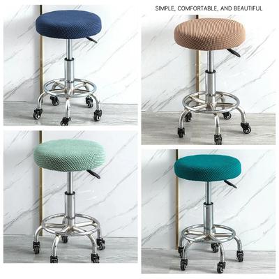 New Solid Color Bar Stool Cover Thickened Elastic Seat Chair Slipcover Washable Stretchable Round Chair Cover