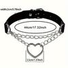 Personalized Fashion Punk Hip-Hop Gothic Peach Heart Shaped Chain Collar Necklace Trend Leather Love Heart Collar