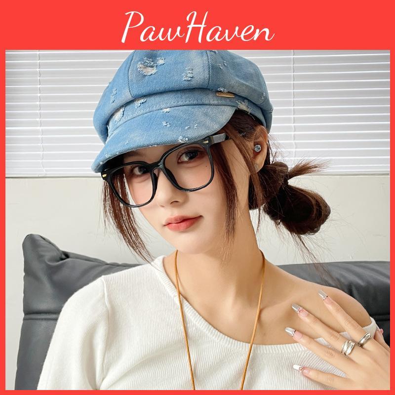 Fashion Design Ripped Women Casual Denim Beret For Fall And Winter Use Daily