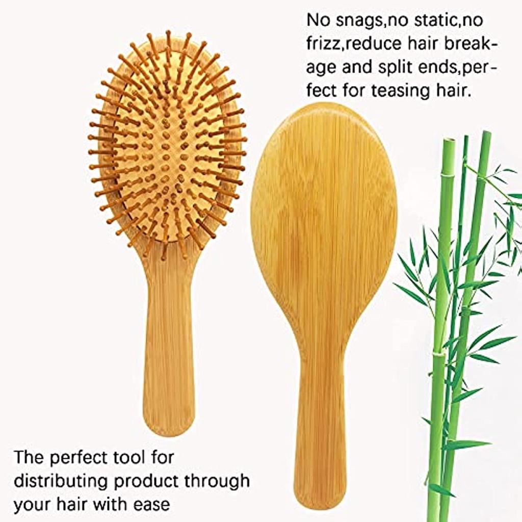 Natürliche Bambus-Haarbürste, Massage, antistatische Haarbürste, ökologisch, für alle Haartypen, für Männer und Frauen