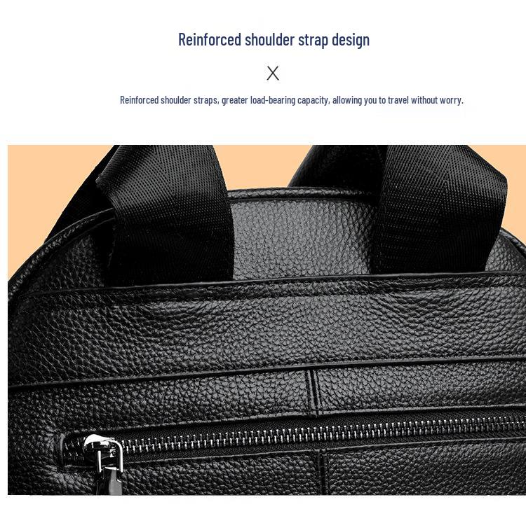 Premium Cowhide Leather Business Backpack: Unisex Design for Work, Travel, and Commuting