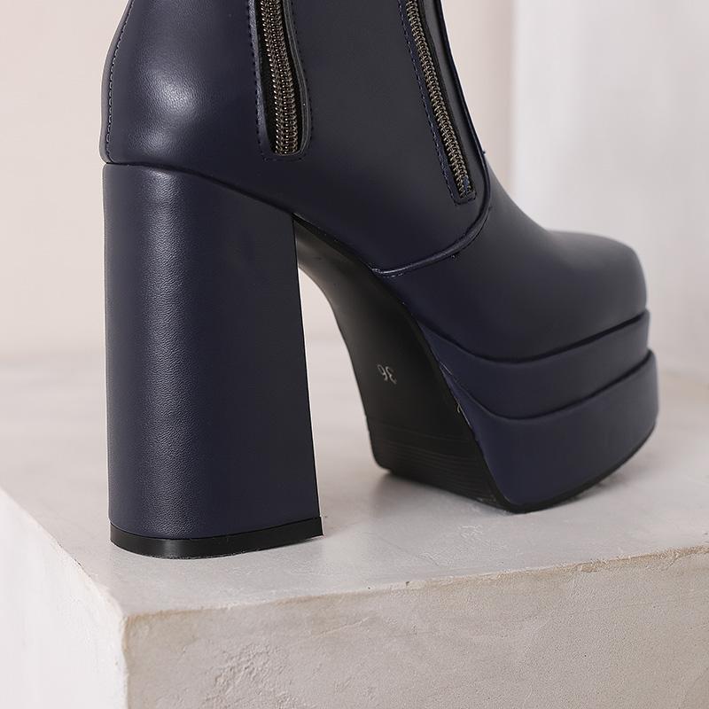 Women's High-heeled Short Boots Autumn and Winter New European and American Style Waterproof Table Thick-heeled Large-size Short Boots