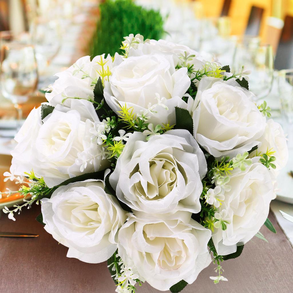 Fake Flower Ball Arrangement Simulated Rose Ball for Centerpiece Decoration Indoor Party Garden DIY Craft Lifelike Petals Fine