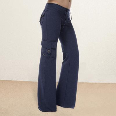 Yousheng Women Cargo Pants Solid Color Multi-Pocket Loose Casual Sweatpants Solid Color Wide Leg Elastic Waist Drawstring Jogging Trousers