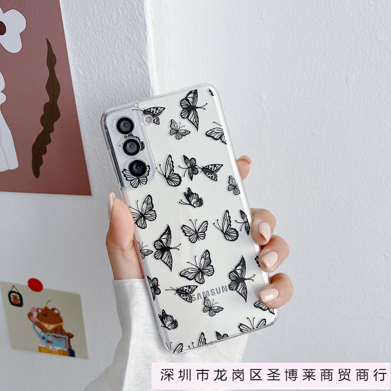 Applicable To Samsung S25ultra Apple Iphone17 Ins Butterfly Silhouette Phone Case A56 Painted Protective Case