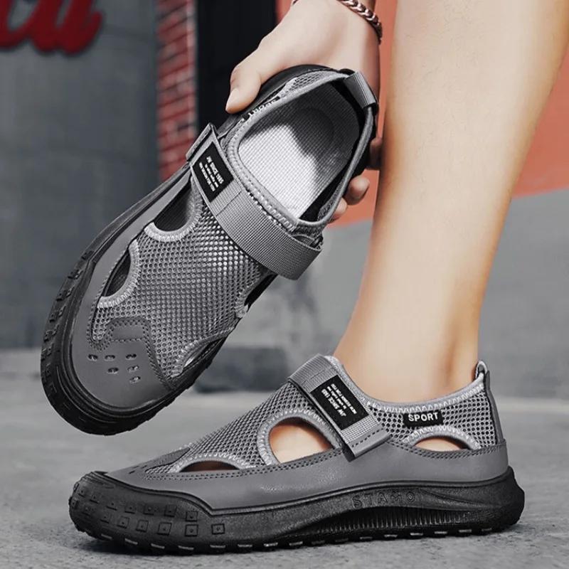 Men's Baotou Sandals Summer Breathable Hollow Out Sandals Casual Platform Sandals for Men Outdoor Non Slip Beach Sandalias Homme