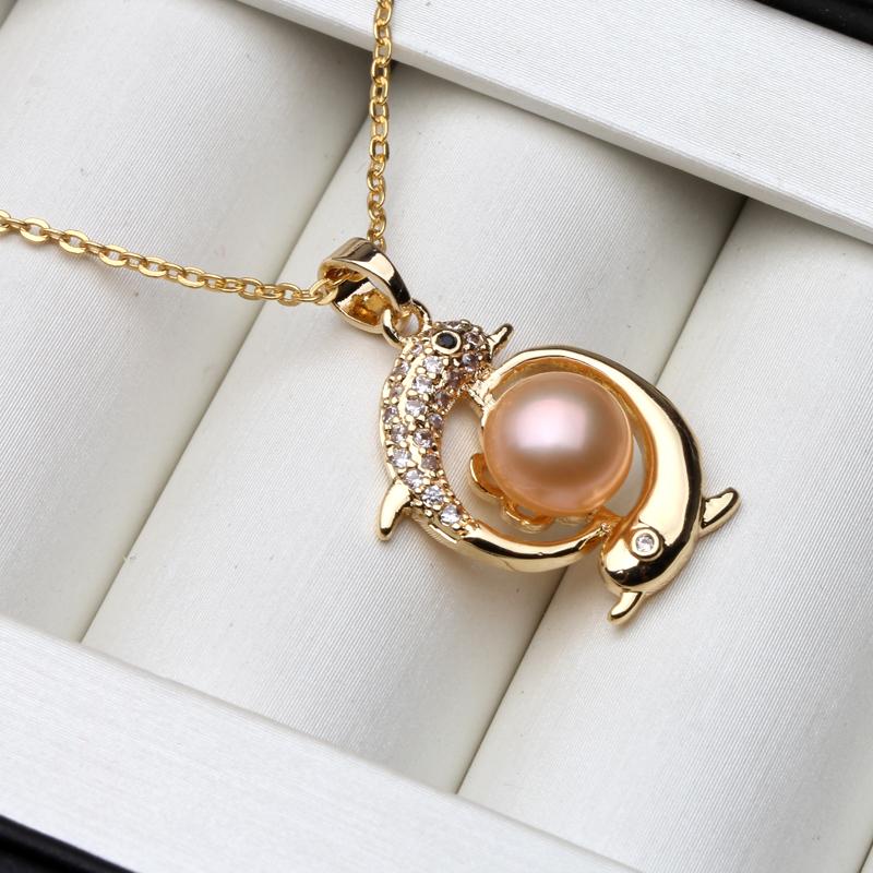 Real Natural Freshwater Pearl Pendant On The Neck,Cultured Gold Plated Pearl Jewelry Pendant Wife Mother Birthday Gift White