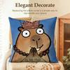 Cute Kicapara Cartoon Cushion Cover Natural Linen Organic Fabric Double-Sided Printing Sofa Home Decor Gift Pillow Case