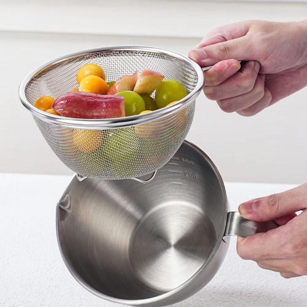 2Pcs/set Rust Proof Stainless Steel Colander Fine Mesh Food Strainer  Food Prep