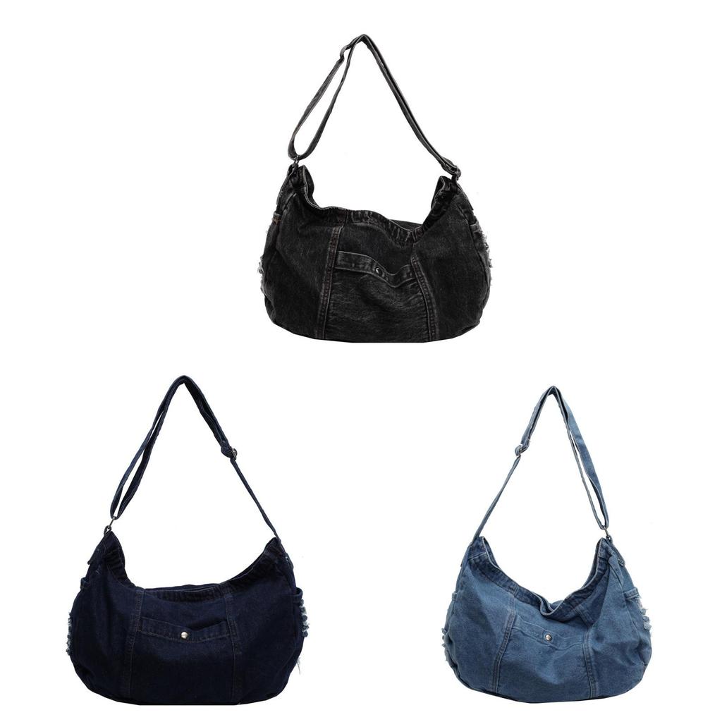 Džínová taška přes rameno Velkokapacitní crossbody taška Módní ležérní Pro každodenní použití