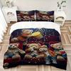 3pcs Anime Teddy Bear Popcorn Movie Night Bedding Set - Includes One Quilt Cover and Two Pillowcases (No Core) - Perfect for Bedroom and Gue