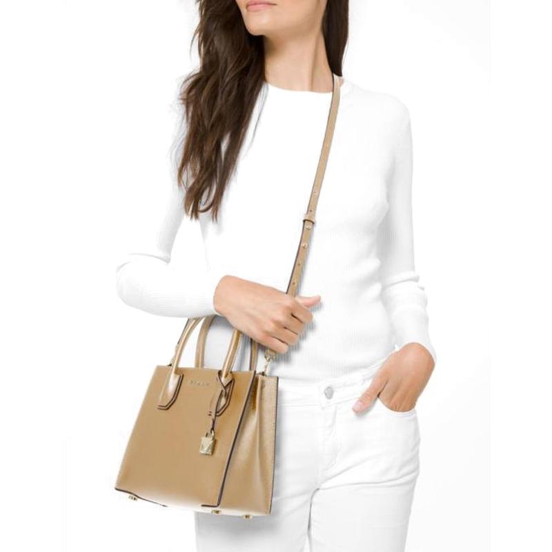 New MICHAEL KORS Mercer Cow Leather Lock Head Trunk Bag Shoulder Bag Crossbody Bag Women's Camel 30T0LM9M2L-CAMEL