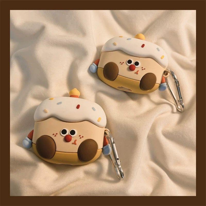 

Advanced Applicable Mo Te Yi Er Ring Ultra Wireless Bluetooth Earphone Case Good-looking Men and Women Personality Shatter-resistant Protective Case Lette Ear Ring ultra Cartoon cake + iron hook