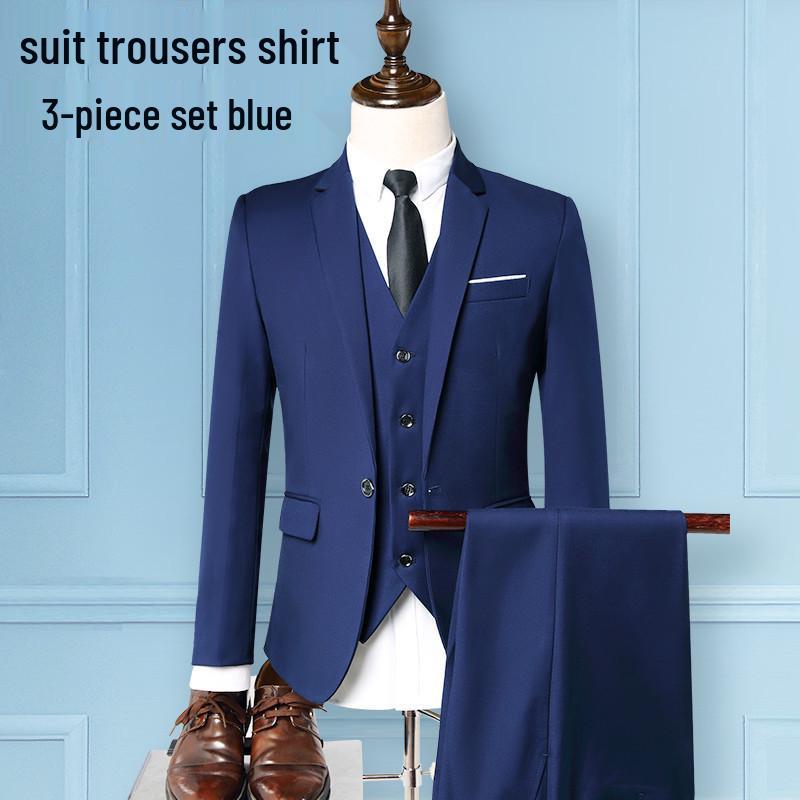 Men's Korean Style Business Suit: Three-Piece Trendy Casual Groomsmen Outfit