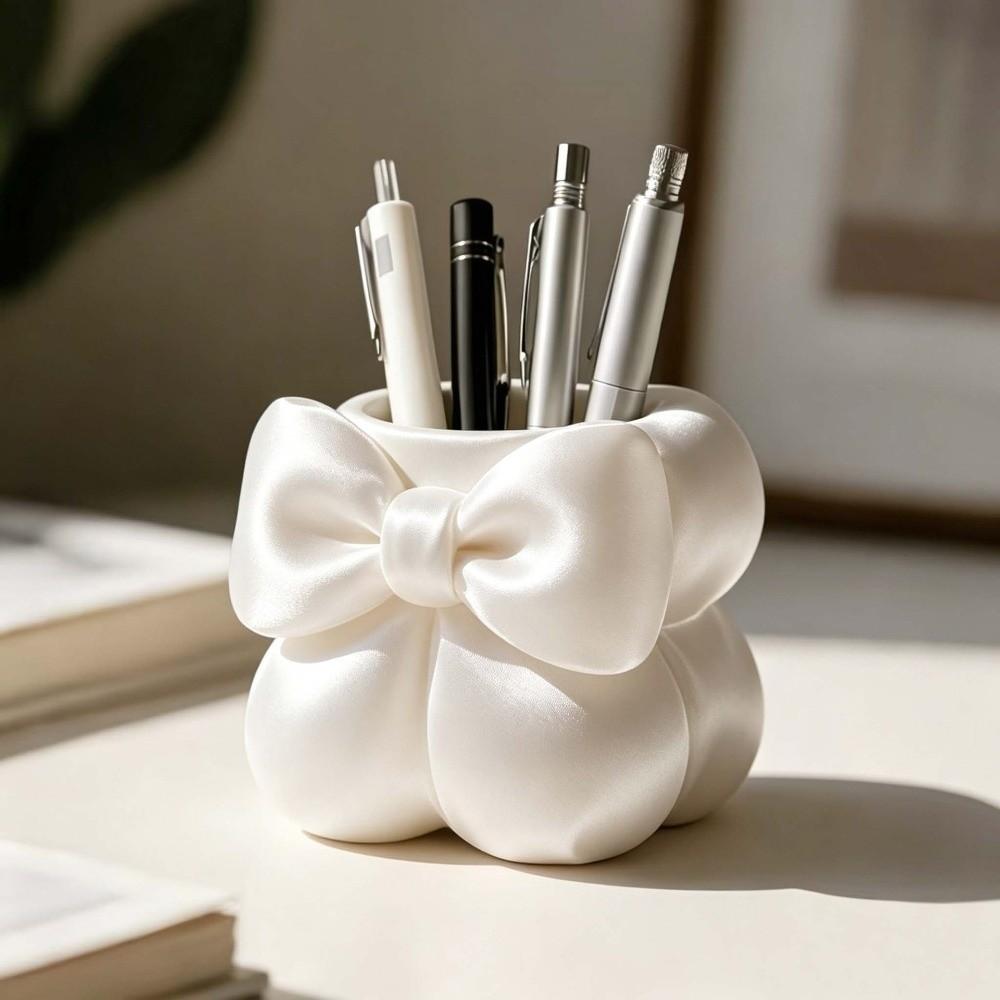 Creative Bow Pen Holder 3D Printed Makeup Brush Storage Case Desktop Organizer Vanity Organizer