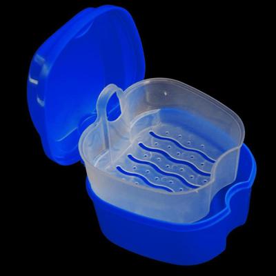 Denture Bath Box Effective Compact False Teeth Storage Box Full Denture Cleaning Box with Hanging Net Container