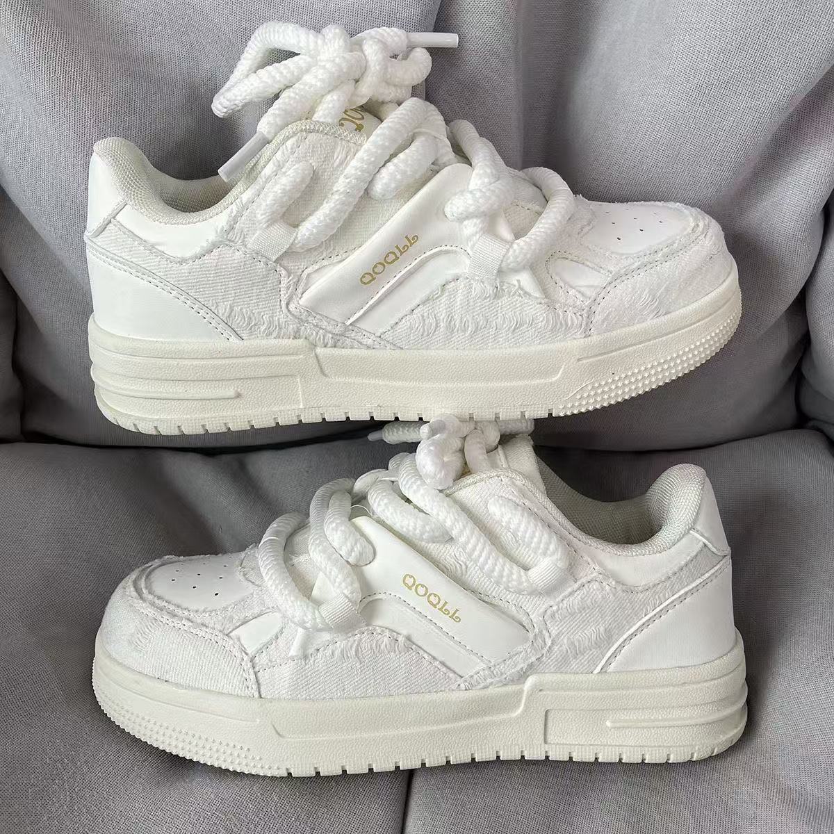 

2025 Guochao ins style college retro platform casual маленькие черные туфли мужские шикарные универсальные трендовые спортивные пары 36 белый