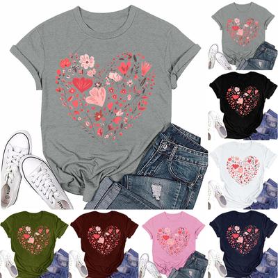 Damenmode Lässig Bedrucktes Rundhals Kurzarm T-Shirt Top T-Shirt Oberteil