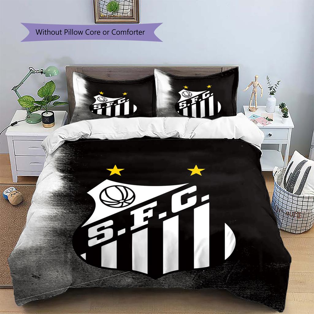 Santos FC Pattern Bedding Home Decoration Birthday Gift (1 * duvet cover + 2 * pillowcase, without core)