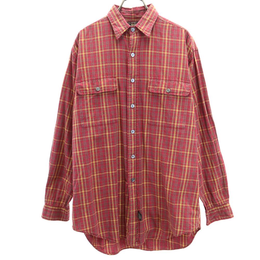 

RRL 90s Initial tag Red 3 stars Old Check Pattern Long sleeve shirt Men s Used
