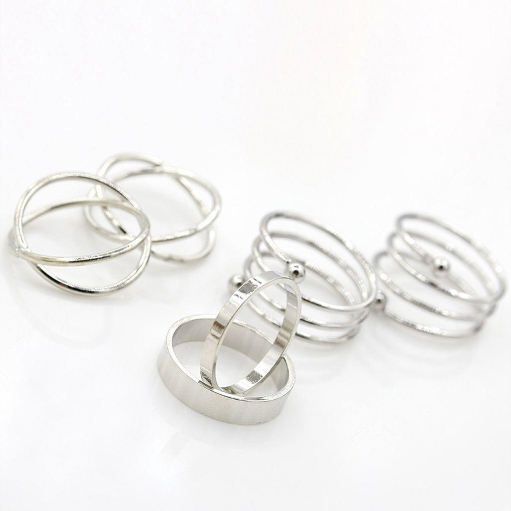 Fashion Stylist 6pcs Ring Set Simple Beauty Midi Knuckle Top of Finger Rings