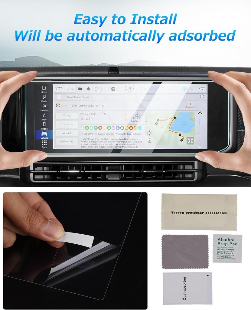 Car Navigation Membrane Screen Protector Compatible for Jeep Wrangler 2025 12.3 Inch Touchscreen Anti-Scratch Interior Accessory