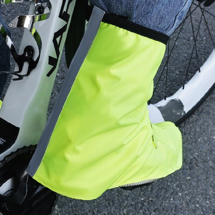 1 Pair Night Riding Safety Cycling Shoe Cover Waterproof Design Elastic Cuff Convenient On Off Reflective Night Safety