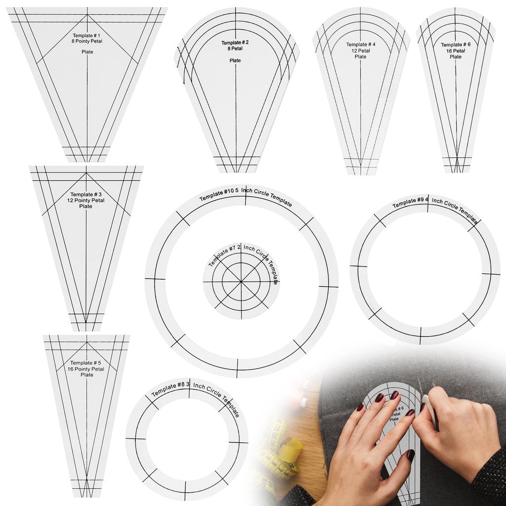 10Pcs Acrylic Quilting Template Ruler Muti-shape Portable Sewing Patchwork Template Ruler DIY Quilting Blanket Clothing Craft