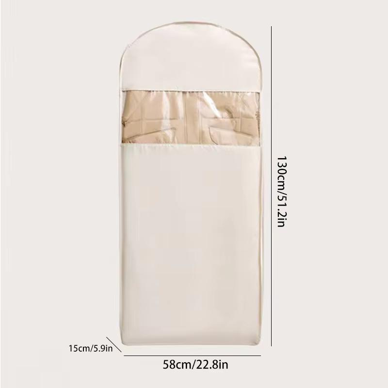 Space Saving Hanging Garment Bag with Self Compression Zipper Transparent Visible Dust Cover for Down Coat Closet Storage