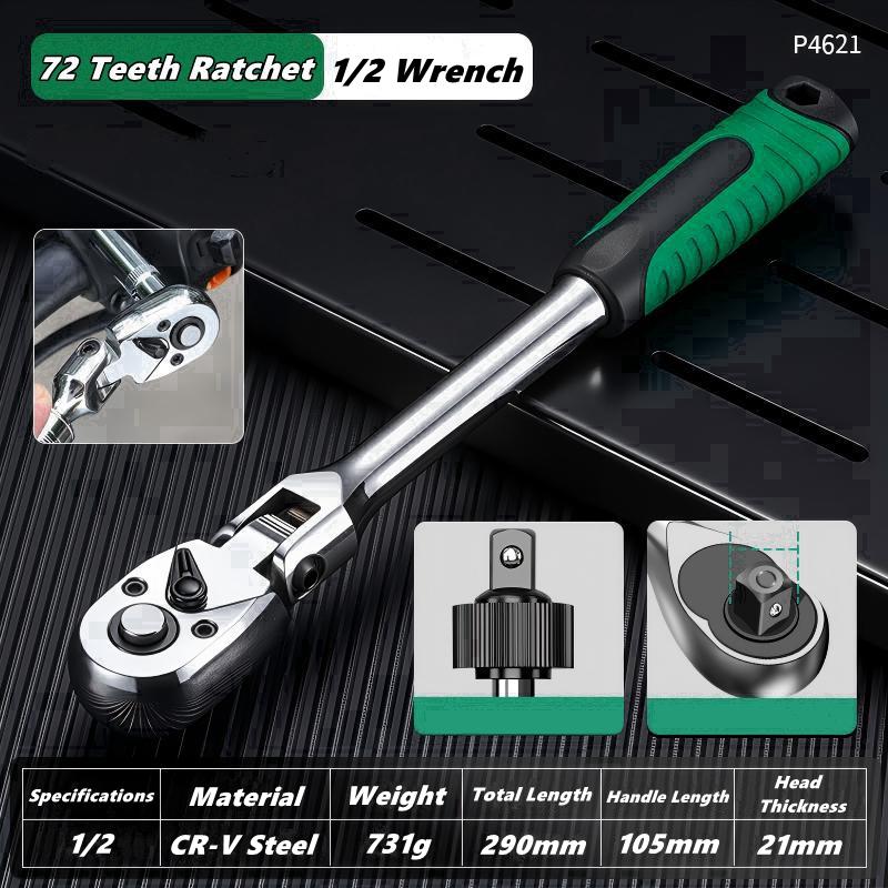 1/4 3/8 1/2 Inch Adjustable Ratchet Wrench Drive Rotating Ratchet Reversible Drive 72 Tooth Socket Wrench Morot Mechanical Tool