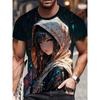 Men's T-Shirt Anime Samurai Girl 3D Print T Shirt Fashion Men Women Loose Casual Top Japanese Korean Style Street Trend Tee