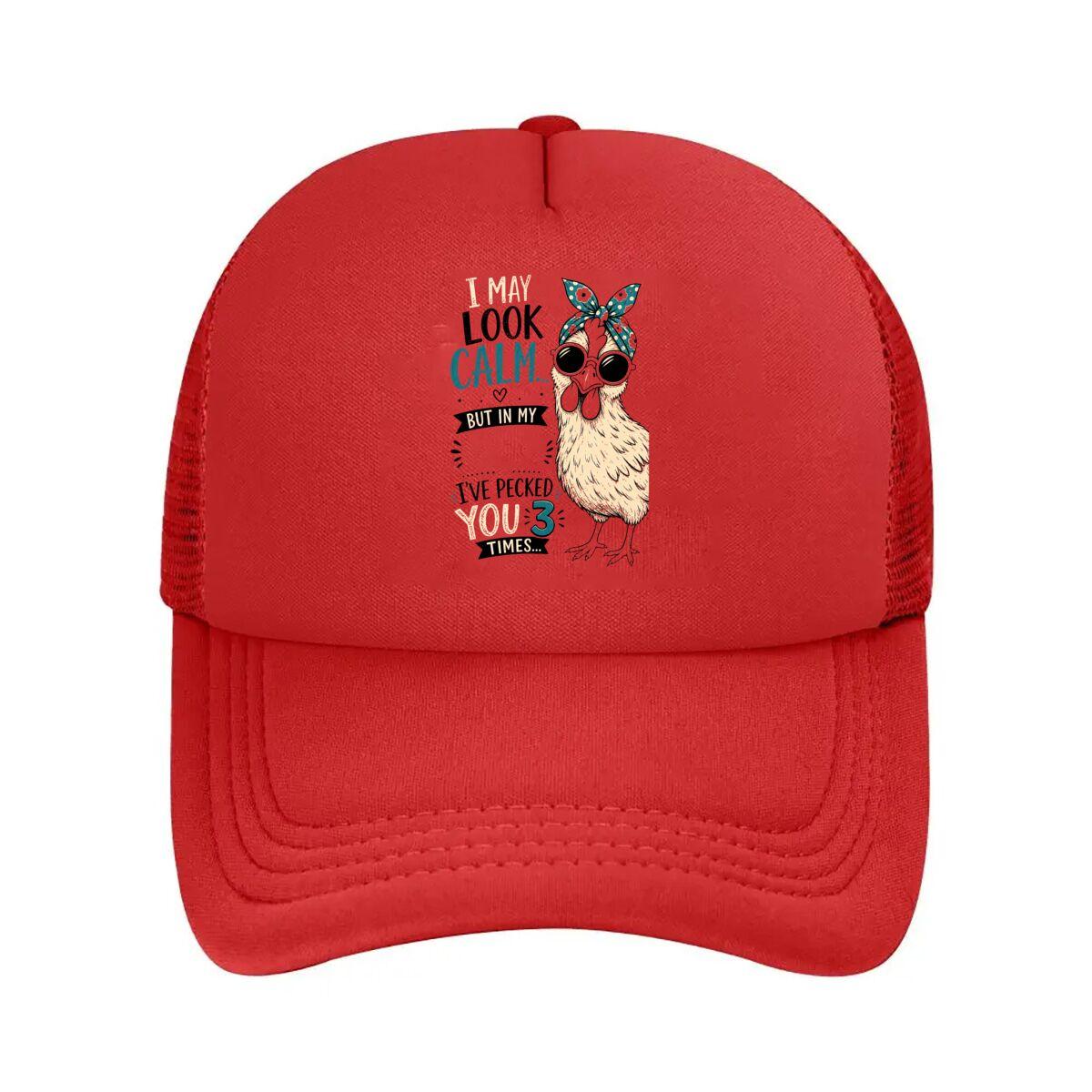 Sassy Chicken Calm Chaos Quote Mesh Baseball Cap Hip Hop Adjustable