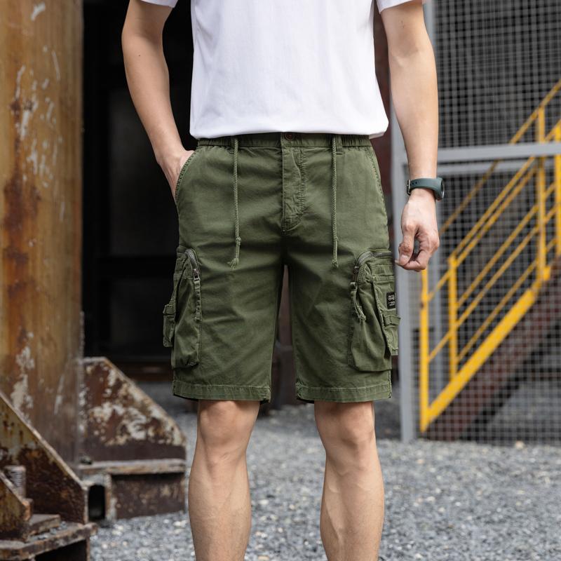 Three-dimensional Multi-pocket Cargo Pants Casual Loose Men s Shorts Men s Clothing 30 армия зеленый