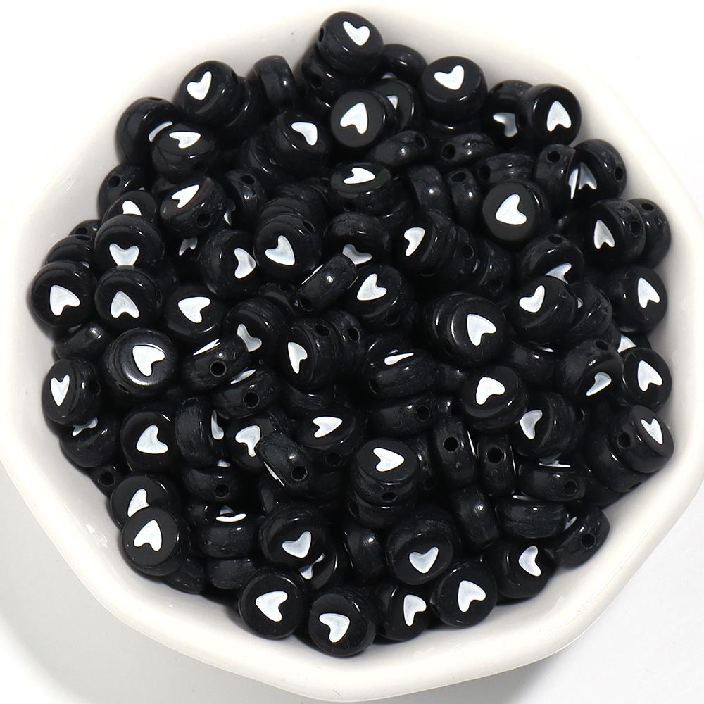 100pcs/lot 7mm Acrylic Heart Beads Flat Round Colorful Loose Spacer Beads For Jewelry Making DIY Necklace Bracelets Accessories