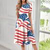 Women's Loose Casual And Fashionable Round Neck Short Sleeved Printed Mid Length Dress