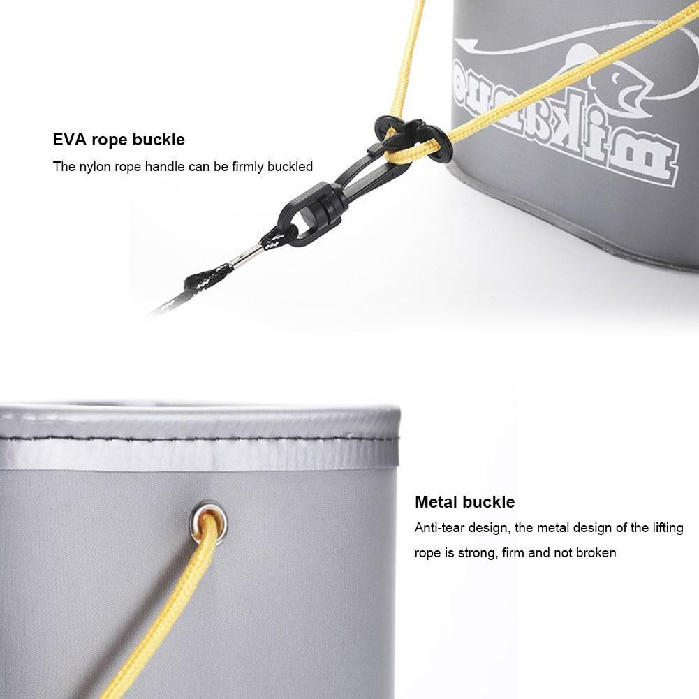 Outdoor Fishing Bucket EVA Thick Live Fish Bucket Foldable Fishing Bait Bucket with Rope/Handle Fishing Accessories