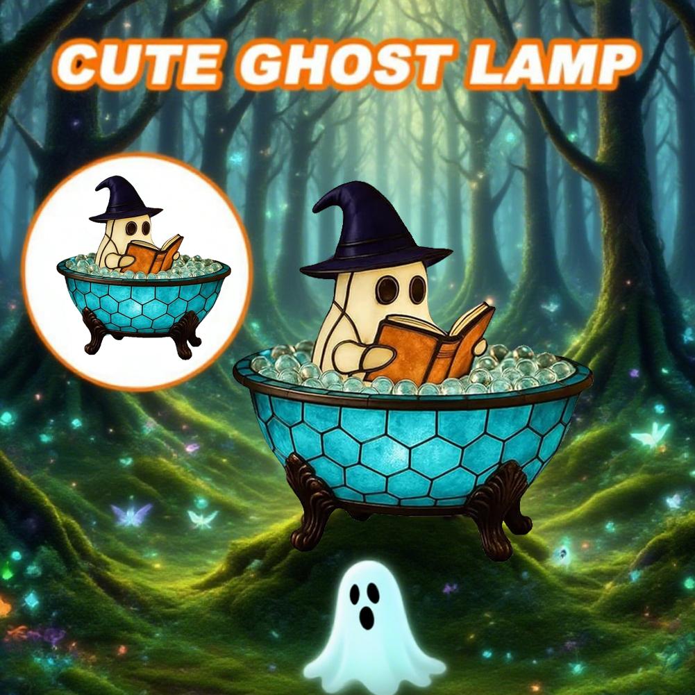 Halloween Ghost Bubble Bath LED Lamp Cute Ghost Night Light for Bathroom Bathtub Decor Color-Changing Mood Light