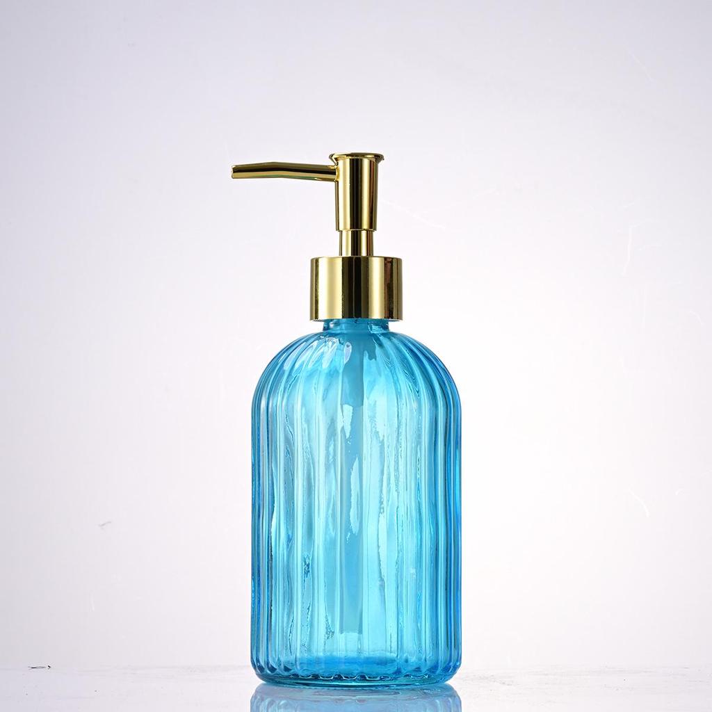 Nordic Large Capacity Vertical Stripe Glass Bottle for Hand Sanitizer, Shampoo, or Shower Gel