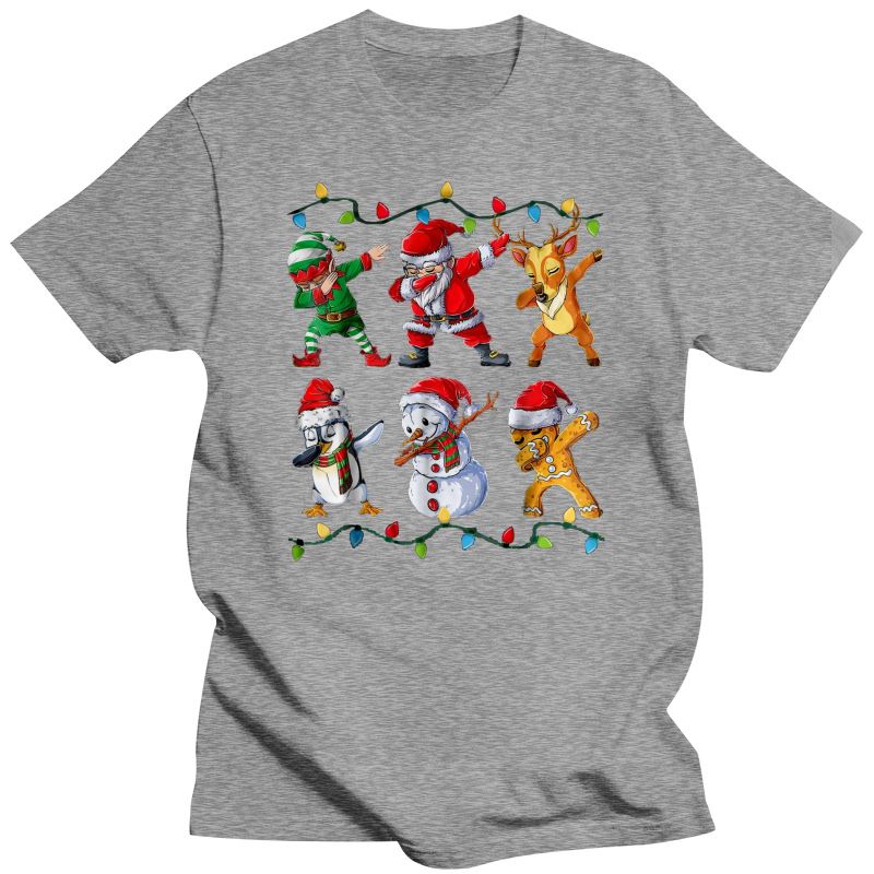2023 Nové unisexové vtipné tričko Módní tričko Dabbing Elf Santa Sobí Tučňák Sněhulák Perník Unisex vánoční svetr Dámské TS