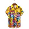 Summer Fashion Funny Colorful Cartoon Cat Printing Shirt Hawaiian Beach Vacation Clothing Men's Street Style Shirt Daily Men's and Women's Shirt