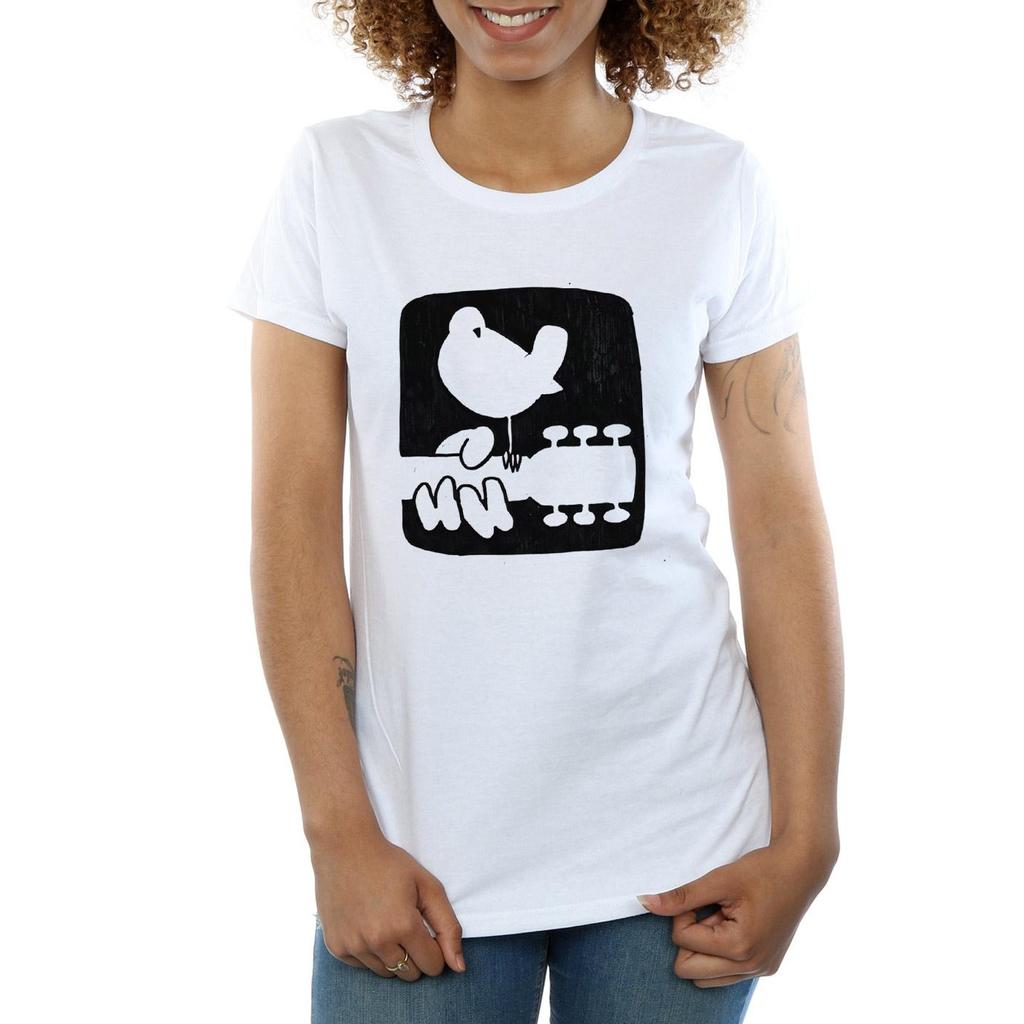 Woodstock Damen/Damen Gitarren-Logo Baumwoll-T-Shirt