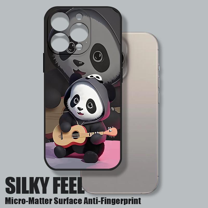 Guitar-playing Panda Lanyard Case For iPhone 17 Pro Max Soft Silicone Cover For iPhone 16 Pro Max Funda iPhone 15 14 13 12 11 16E Air