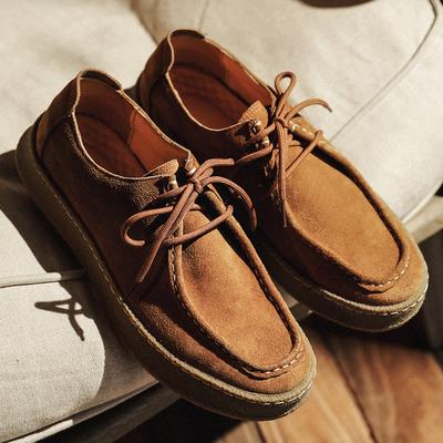 Wildleder Freizeit Schuhe für Herren Einfarbige Retro Herrenschuhe Dicke Sohle Board Schuhe Herren Flats Slip-On Herren Fahrerschuh