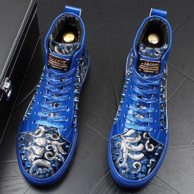 Mode Herrenmode Lässige Stiefeletten Frühling Herbst Nieten Luxusmarke Sneaker Männlich High Top Punk-Stil Schuhe Zapatos Hombre a8