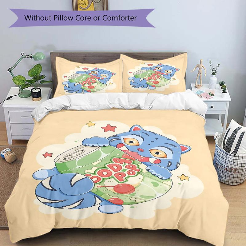 3pcs bedding set K-Pop Demon Hunters Cat Includes 1 Comforter + 2 Pillowcases, Without Pillow Inserts, Soft Comfortable,a0909215