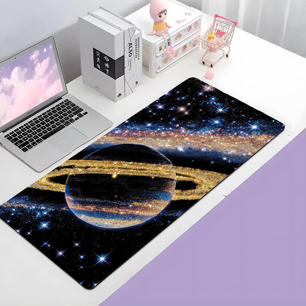 Saturn Beautiful Planet Art Mouse Pad Large Gaming Mousepad With Thick Stitched Edge NonSlip Desk Mat