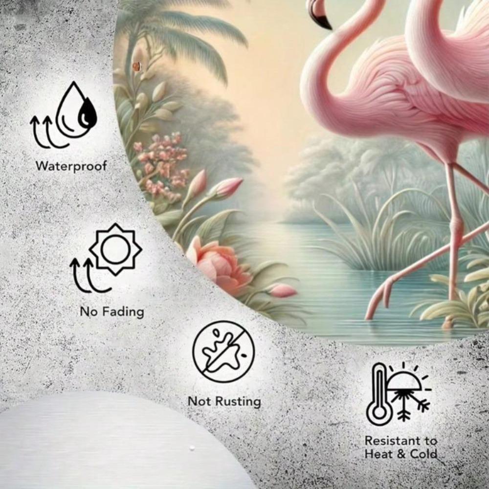 Vintage Style Metal Wall Art Flamingo Floral Home Decor Gift