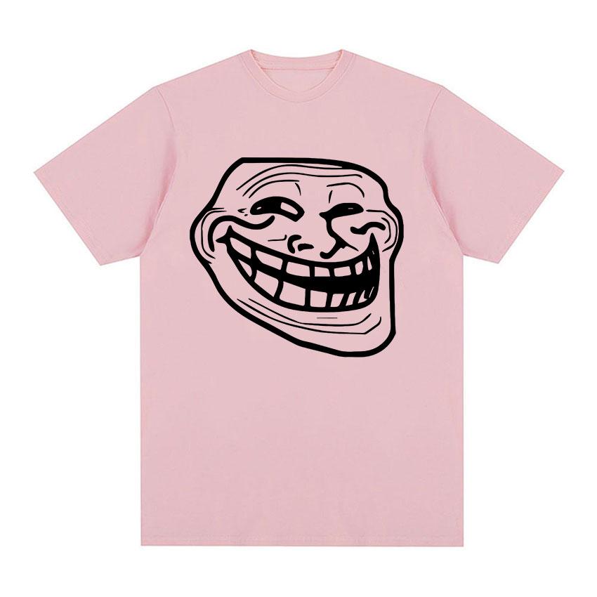 2025 Verão Troll Face Memes Homem Zangado Problema Meme Engraçado Masculino Feminino Moda Retro Harajuku 100% Algodão Puro Camiseta Estampada
