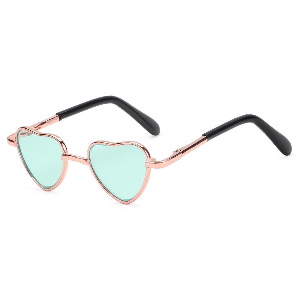 Cute 8CM Miniature Sunglasses Heart Shape Metal Frame Glasses For 14Inch &18Inch Dolls Accessories Plush Toys Doll Eyeglasses